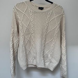 Topshop Chunky Cable Knit Angora Mix Sweater - Ivory, Size 6